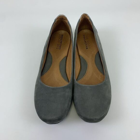 The Root Collective Gaby Flat Gray Nubuck Leather Slip On Comfort Ballet Women 9 - Picture 5 of 13